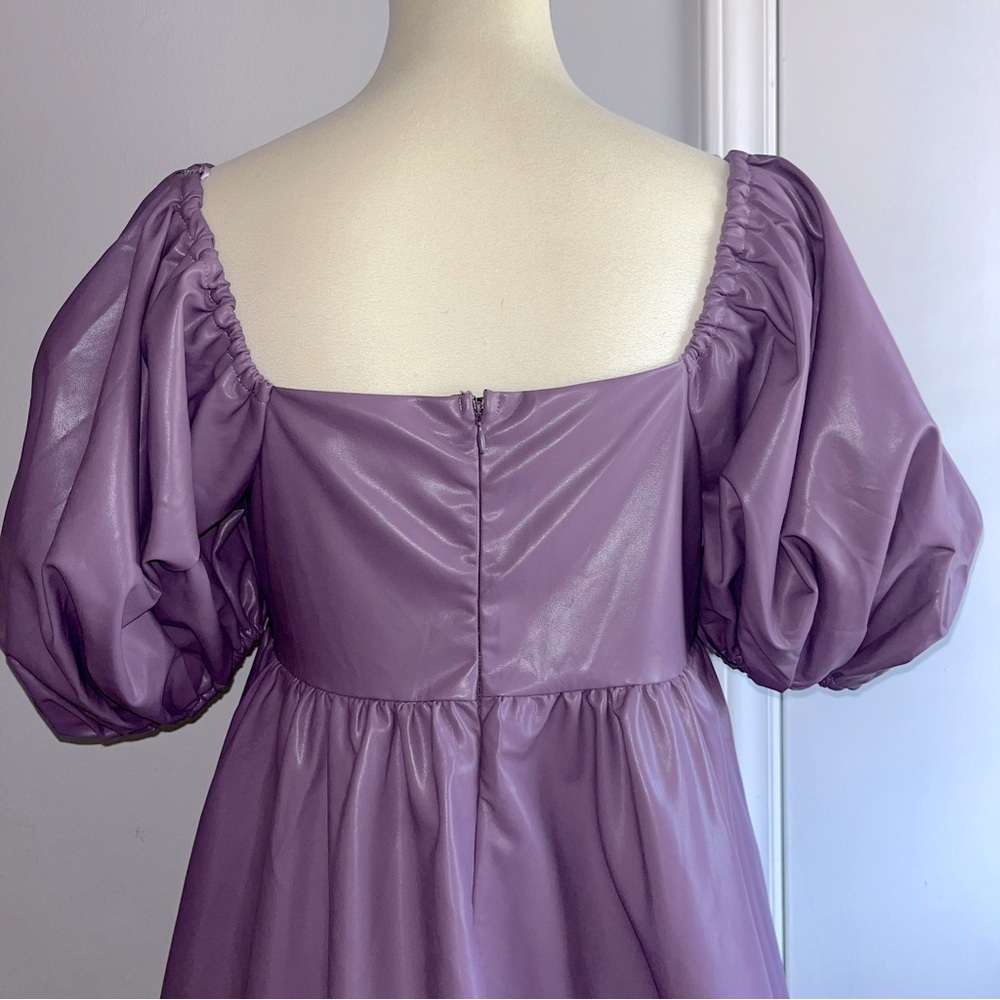 Dance & Marvel Presley Vegan Leather Puff Sleeve Babydoll Dress - Picture 9 of 15